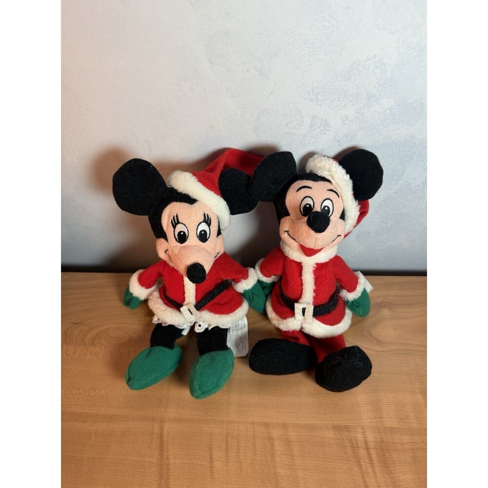 Mickey & Minnie Mouse Santa Disney Store Mini Bean Bag Plushes 9” - Picture 2 of 6